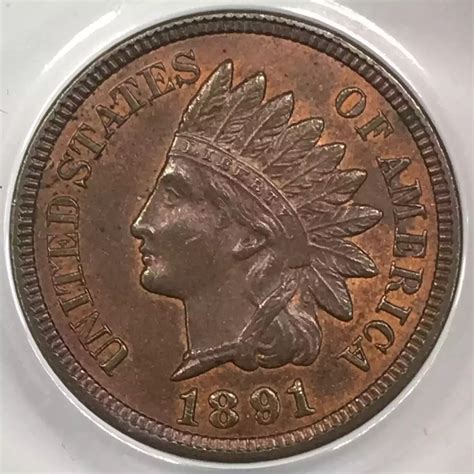1891 Indian Head Cent ANACS MS-62 RB - Old Pueblo Coin