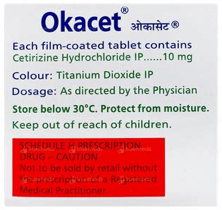 Okacet 10 Mg Tablet 10 - Uses, Side Effects, Dosage, Price | Truemeds
