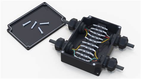 3D Black Junction Box with 4 Wires | 3D Molier International