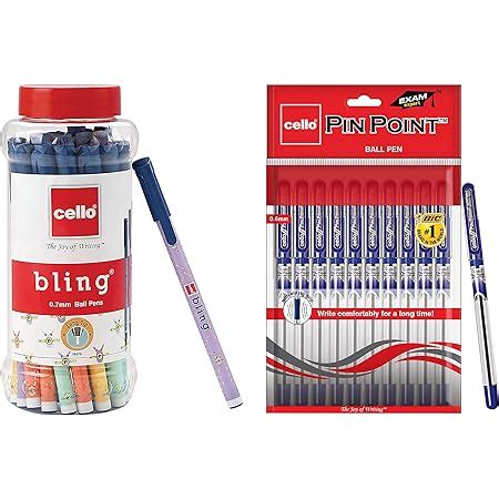 Cello Bling Pastel Ball Pens (25 Pens Jar - Blue) Pinpoint Ballpoint ...