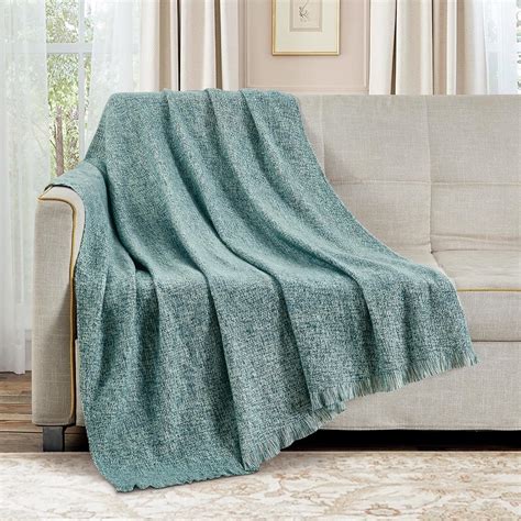 Amazon.com: BOURINA Faux Cashmere Fringe Throw Blanket Decorative ...