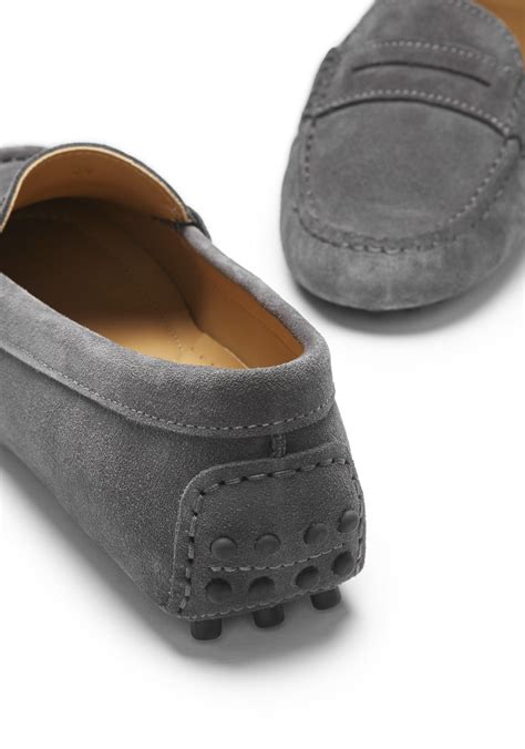 Women's Penny Driving Loafers, slate grey suede - Hugs & Co.