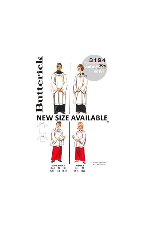 Buy 50s Unisex Adult or Child Choir Robes, Various Sizes, Butterick ...