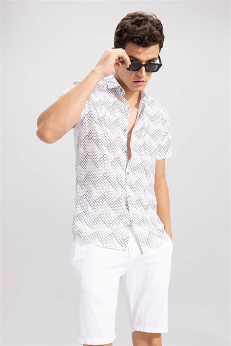 Buy Men's Chevron White Shirt Online | SNITCH