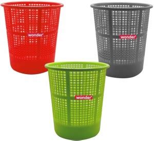 Wonder Jali 222 Dustbin, Set of 3, Red Green & Grey Color, Made in ...
