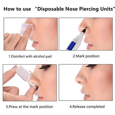 Disposable Self Nose Piercing Kit - 3 Pack Nose Piercing Gun with Rings ...