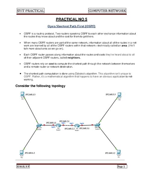 SYIT PRACTICAL COMPUTER NETWORK - OSPF Routing Protocol Overview - Studocu
