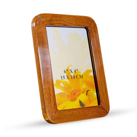 GIBOX Walnut Wood Photo Frame 6x4 inches (15x10 cm) Glossy Finish For ...