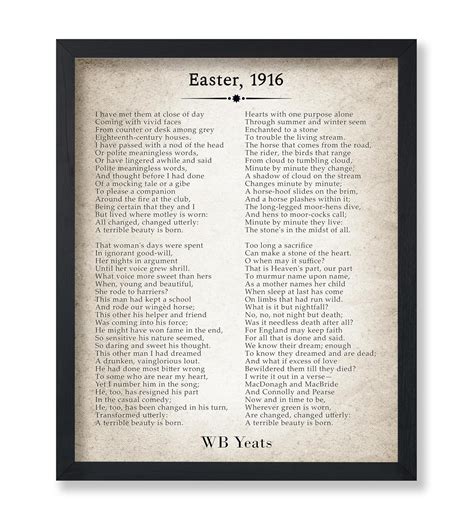 Amazon.com: Monem Art WB Yeats Poster - Easter 1916 Print - Irish Poem ...