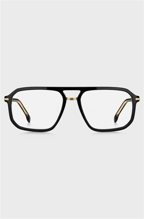 BOSS - Black-acetate optical frames with gold-tone trims - Black
