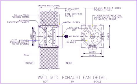 Exhaust fan with wall mounted sectional view with fan plan dwg file ...