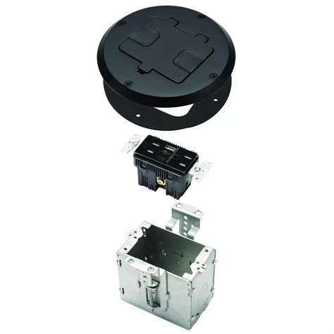 RACO Floor Box Kit 6239ACBK Black 15A/125V Duplex Receptacle Outlet ...