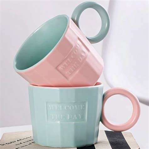 Buy BonZeal Ceramic Couple Coffee Mug Set of 2 Pastel Mug Tea Cup Set ...
