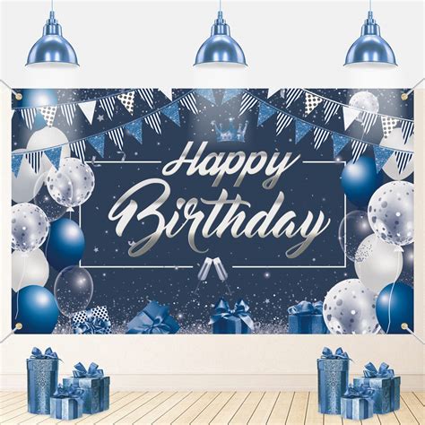 Buy Happy Birthday Banner, Birthday Decoration Banner, Blue Super Large ...