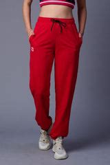 Plain Red Joggers for Women by Go Devil