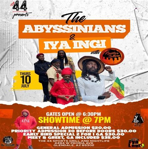 The Abyssinians Ft Iya Ingi Live @ The 44 Grill & Sports Bar Nightlife ...