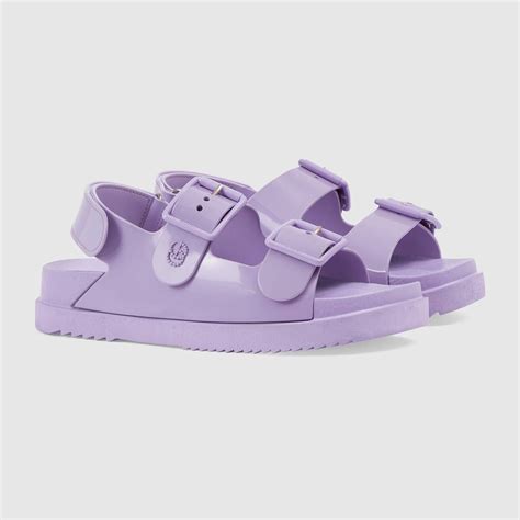 Women's sandal with mini Double G in lilac rubber | GUCCI® US | Womens ...