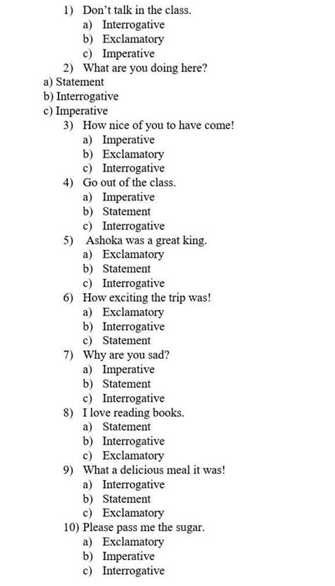 please help to solve this identify the different types as interogative ...