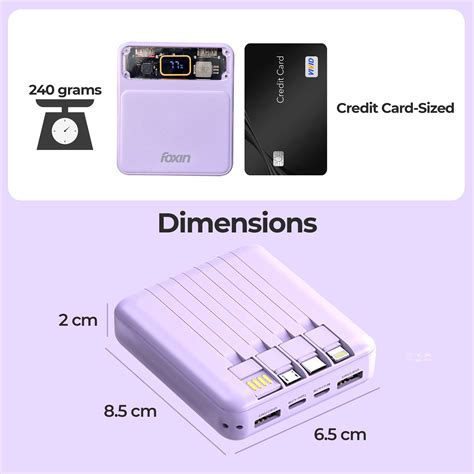 Foxin All-In-One 22.5W Power Bank, Lavender - Foxin Brand Store
