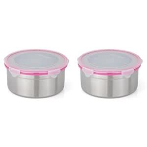 Buy STEELLOCK Stainless Steel Container/Dabba with 4 Side Clip Lock see ...