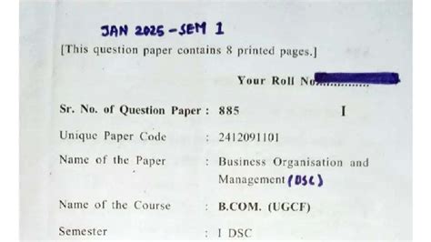 BOM 1st Sem Question Paper: Business Organisation & Management - Studocu