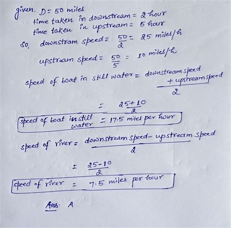 [Solved] Question 12 hs 2 Points A boat travels 50 miles downstream in 2... | Course Hero