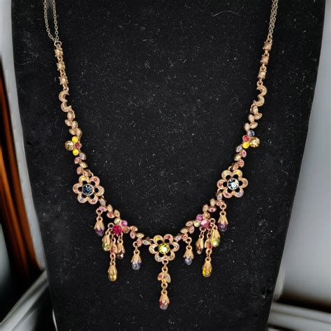 Vintage Victorian Style Necklace Colorful Rhinestone Vintage Necklace ...
