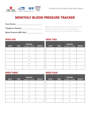 Fillable Online MONTHLY BLOOD PRESSURE TRACKER - NJHA Fax Email Print ...