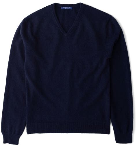 Navy Cashmere V-Neck Sweater by Proper Cloth