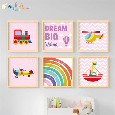 'Dream Big, Inspirational' Personalised Wall Art (Framed Set of 6) – My ...