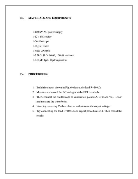Image result for Common Source JFET Amplifier Self-Biasing Lab