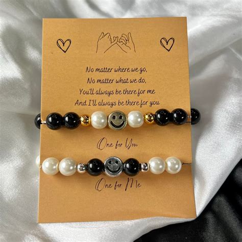 Oralia High Quality Stretchable Smiley Charm Couple Beads Bracelet ...