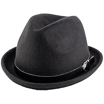 Buy The Tie Hub Black Fedora Hat for Men Wide Brim Hat with Brown Belt ...