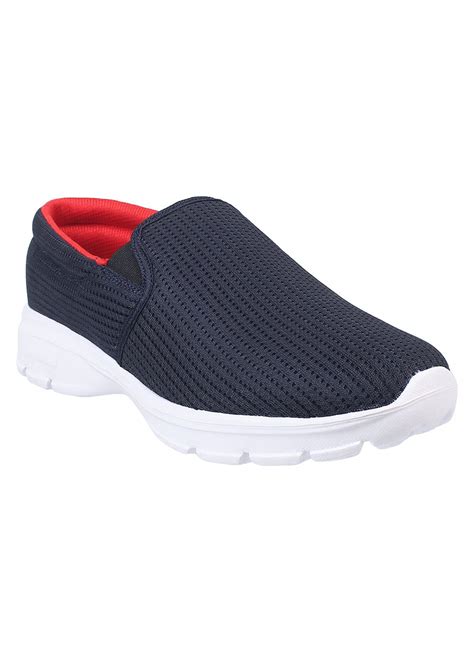 Get Contrast Broad Sole Detail Navy Mesh Slip On Sports Shoes at ₹ 849 ...