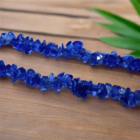 Blue Glass Chips 2 Strings, 5-8mm, Approx 260 Pcs – beadsnfashion