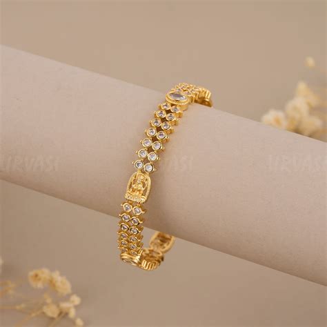 Gold-Toned White Stone Lakshmi Bangles BA 179 – URVASI LADIES NOVELTIES