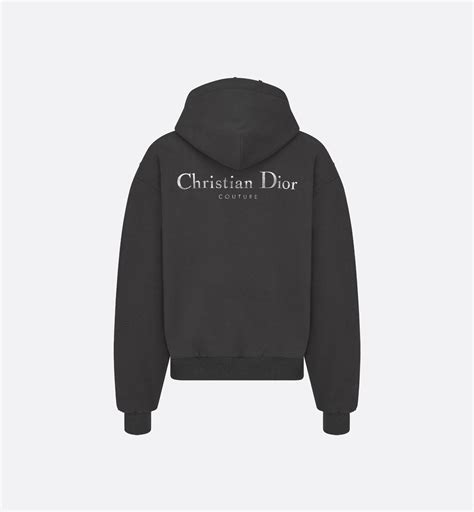 Christian Dior Couture Hooded Lined Sweatshirt Black Distressed-Effect ...