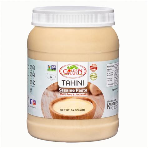 Golden Plate Sesame Paste Tahini - 4 lb (64 oz) in Glass Jar - Walmart.com