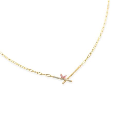 Dainty Bar Necklace - Gold Leaf