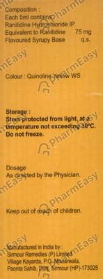 Buy Ranidom Pd 75 MG/5ML Syrup (100) Online & Save Up to 24% at PharmEasy