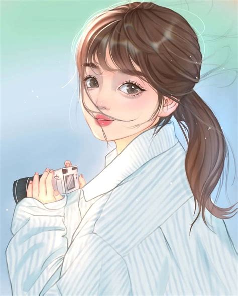 Download Cute Profile Anime Girl Holding Camera Pictures | Wallpapers.com