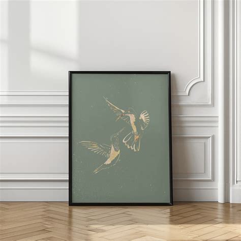 Sage Green Gold Hummingbirds | Art Gallerie – ArtGallerie