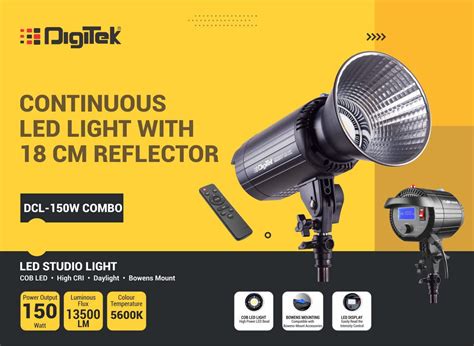 DigiTek (DCL-150W Combo) Continuous LED Photo/Video Light with 18 cm ...