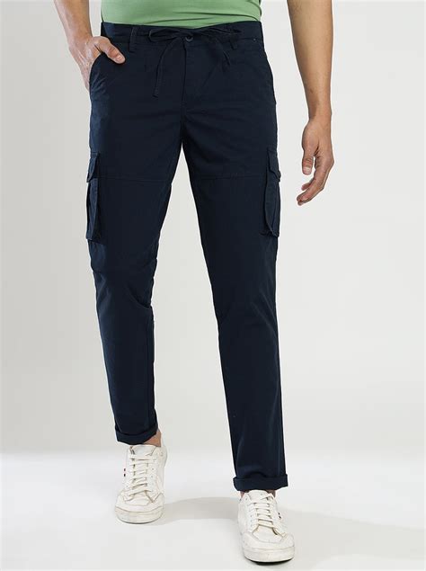 JadeBlue Slim Fit Navy Blue Track Pant | Stylish 100% Cotton Men's Wear ...