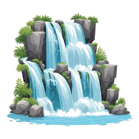 Premium Vector | Cascading waterfall vector on a white background