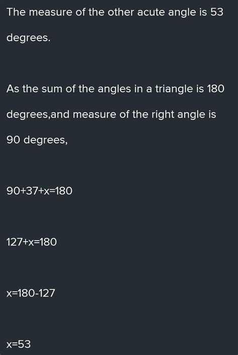 Find the measures of the angles of a triangle one of acute angles of a ...