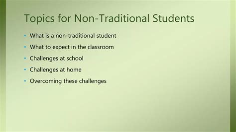 Non-Traditional Student Success | PPT