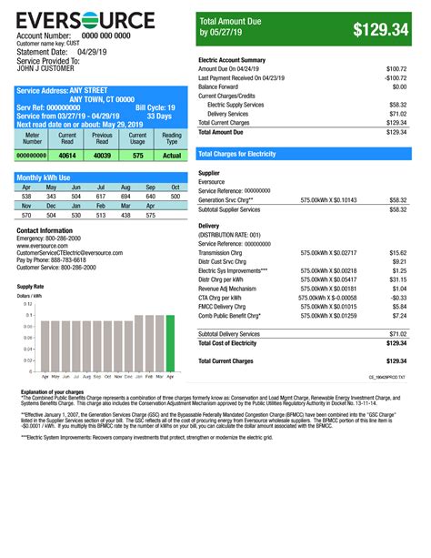 Sample Electric Bill | Eversource - Connecticut