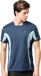 HRX by Hrithik Roshan Colorblock Men Mandarin Collar Blue T-Shirt - Buy ...