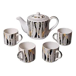 Buy Kraftmania Multicolor Printed Ceramic Morning Tea Set Flask Tea ...
